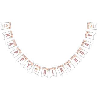 Unicorn Pink and Gold Birthday Party Banner