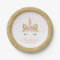 Unicorn Pink And Gold Paper Plate 7" Paper Plates