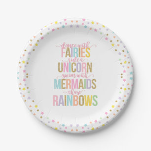 Unicorn Pink And Gold Paper Plate 7" Paper Plates