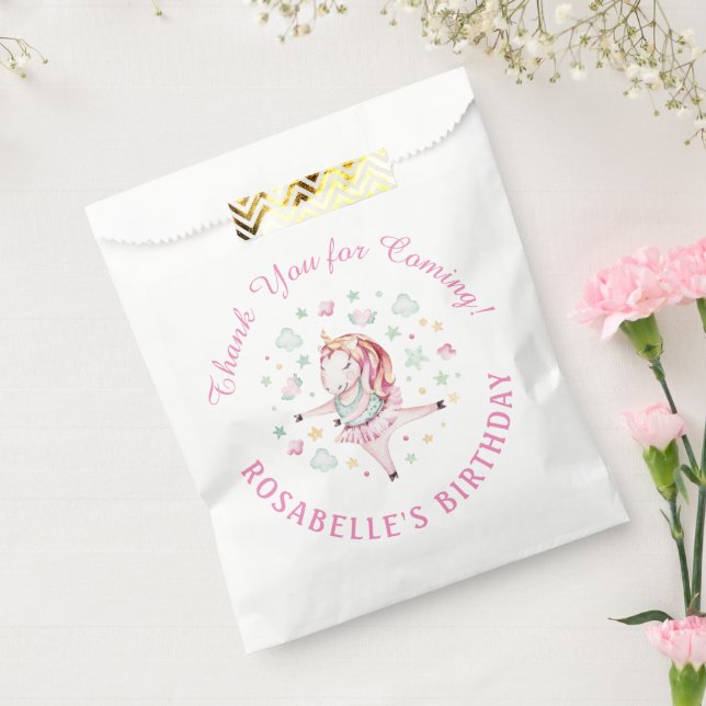 Unicorn Pink Ballerina Birthday Party Thank You Favour Bags (Sealed)