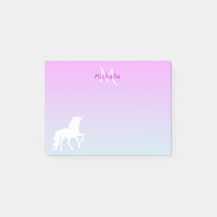 Unicorn Pink blue monogrammed Post-it Notes