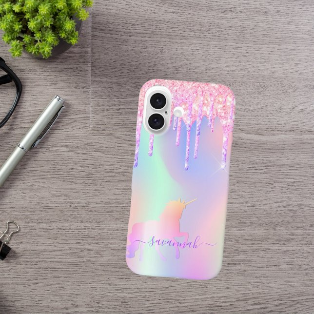 Unicorn pink drips holographic name Case-Mate iPhone case (Creator Uploaded)