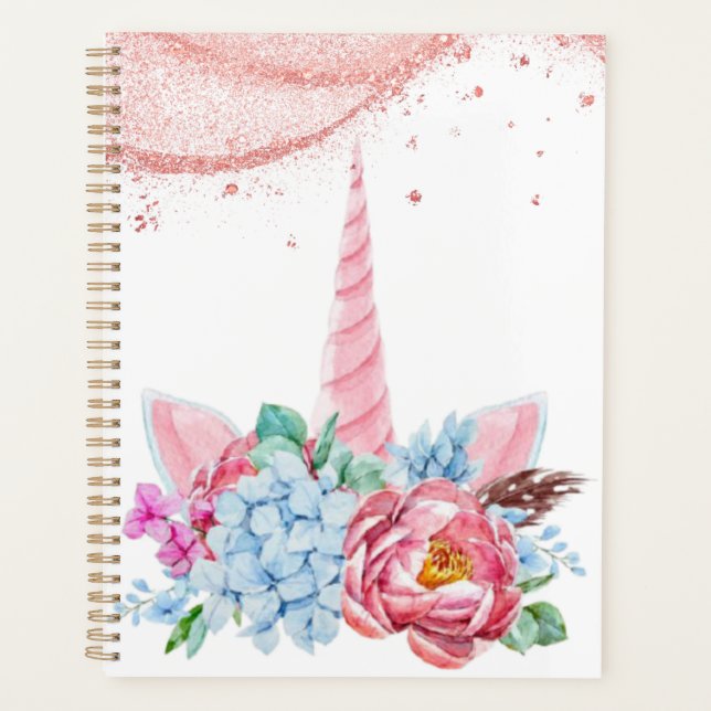 UNICORN PINK FLORAL BACK TO SCHOOL PLANNER (Front)