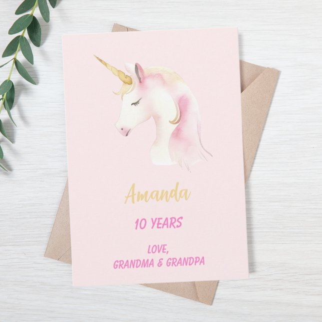 Unicorn pink girl happy birthday card (Creator Uploaded)