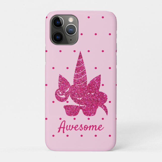 Unicorn Pink Glitter Cute Girly Kids Case-Mate iPhone Case (Back)