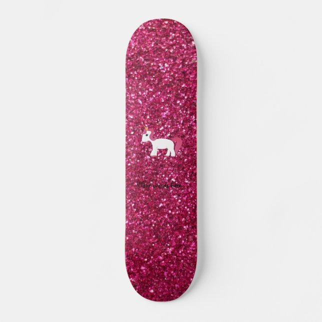 Unicorn pink glitter skateboard (Front)