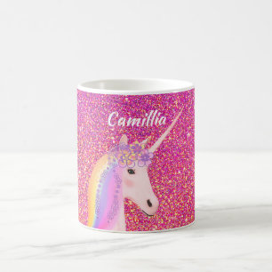 Unicorn Pink Glitter Sparkle Magical Personalised Coffee Mug
