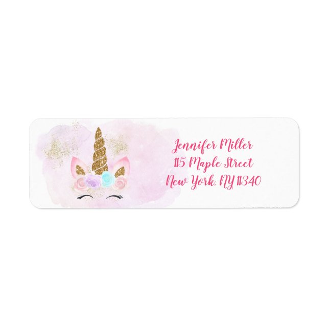 Unicorn Pink Gold Birthday Address (Front)