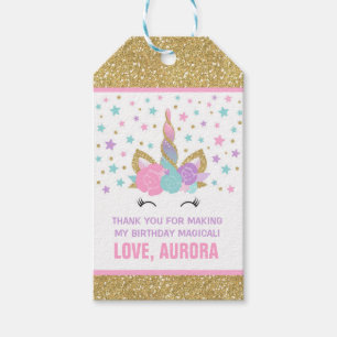 Unicorn Pink & Gold Party Favor Thank You Tag