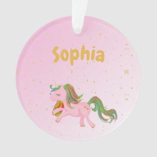 Unicorn Pink Gold Spots Girly  Cute Ornament