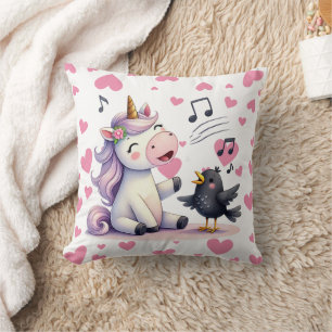 Unicorn Pink Hearts Cushion