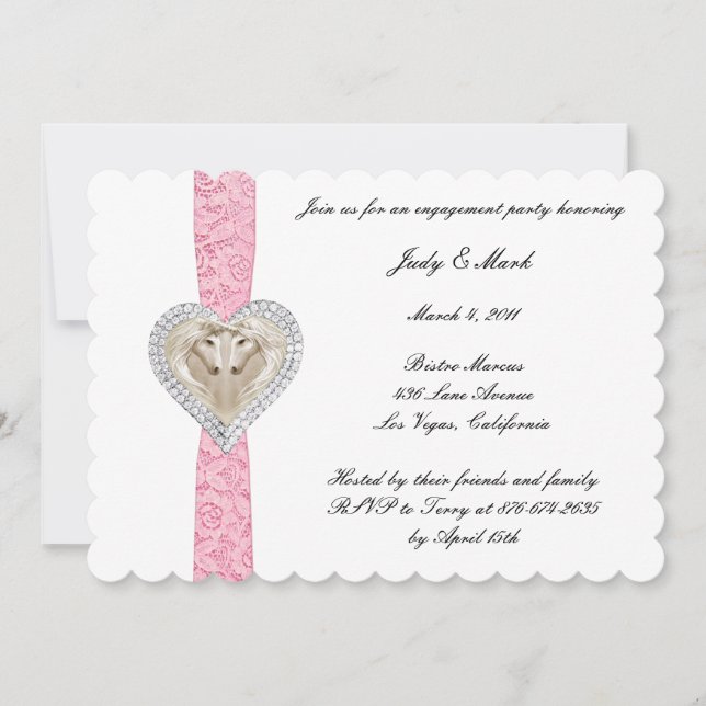 Unicorn Pink Lace Engagement Party Invitation (Front)