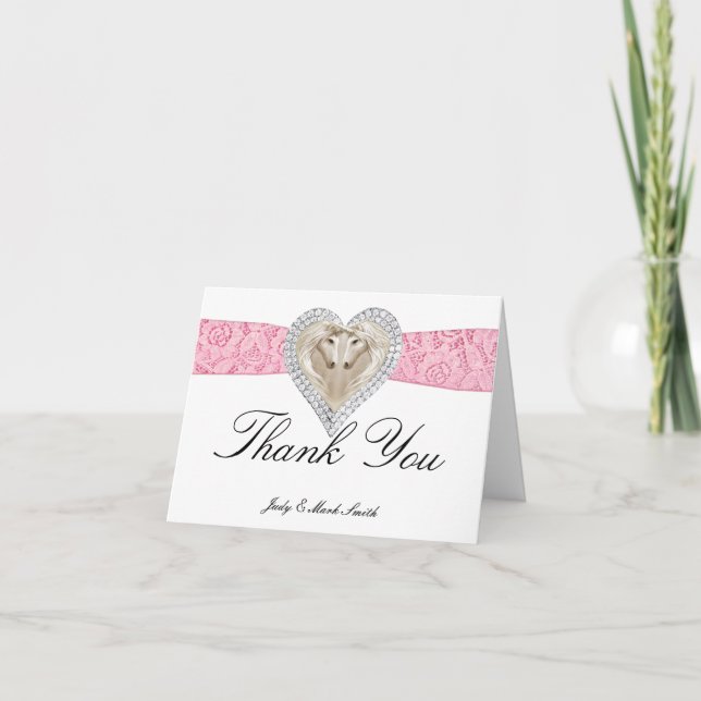 Unicorn Pink Lace Thank You Card (Front)