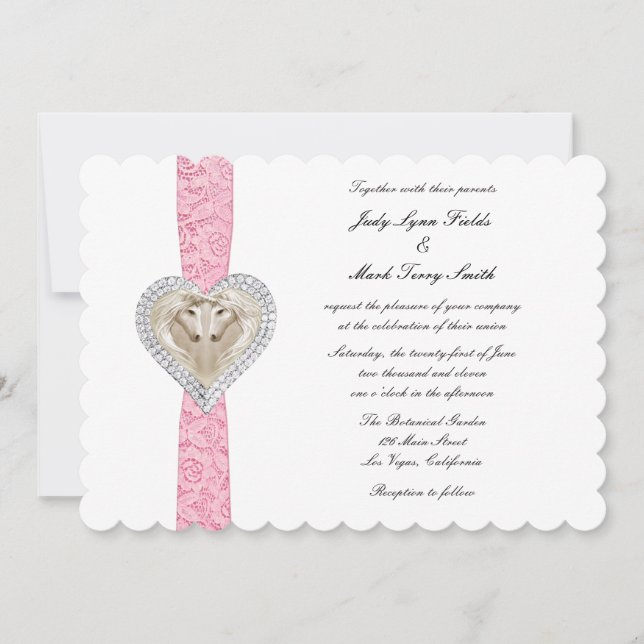 Unicorn Pink Lace Wedding Invitation (Front)