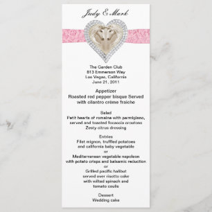 Unicorn Pink Lace Wedding Menu Card