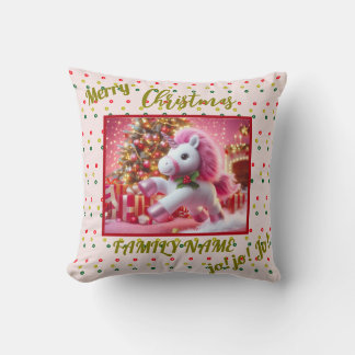 Unicorn pink merry christmas Customise  Cushion