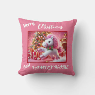 Unicorn pink merry christmas Customise  Cushion