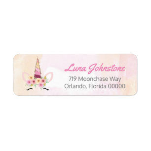 Unicorn Pink Sorbet Watercolor Return Address