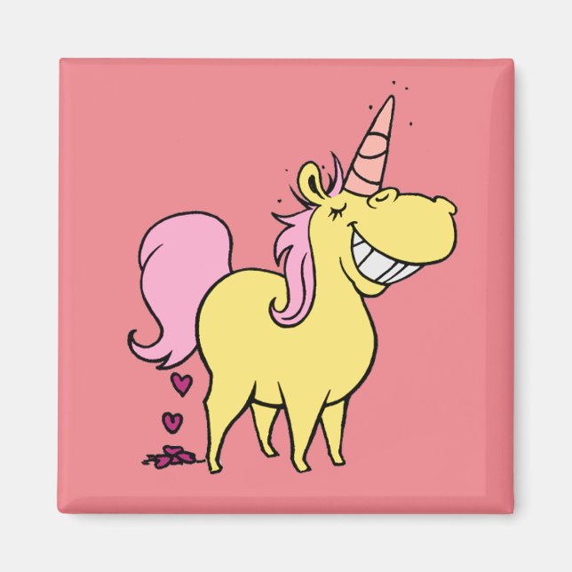 unicorn pink square magnet (Front)