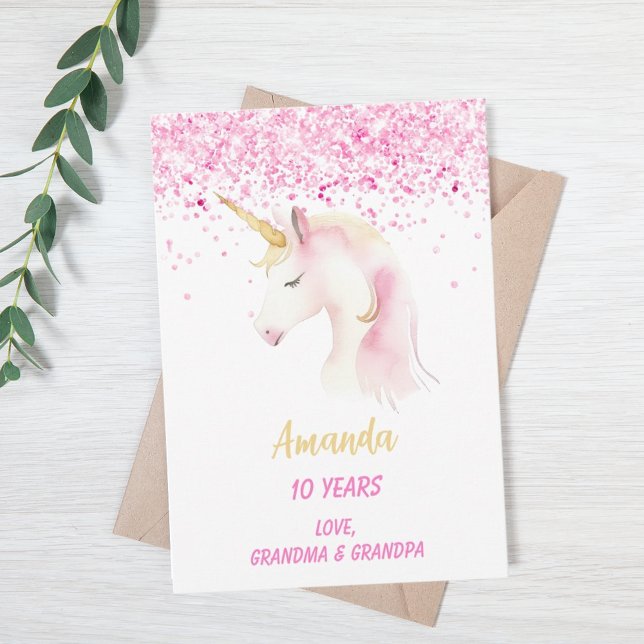 Unicorn pink white happy birthday card (Creator Uploaded)