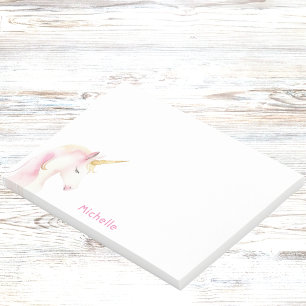 Unicorn pink white name girl post-it notes