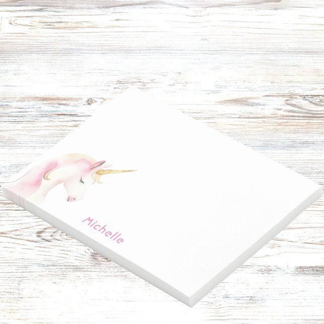 Unicorn pink white name girl post-it notes (Creator Uploaded)