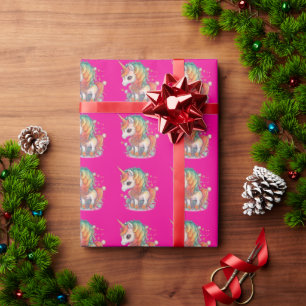 Unicorn pink wrapping paper