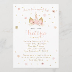 Unicorn Pinks 5X7 Invitation
