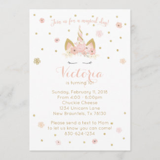 Unicorn Pinks 5X7 Invitation