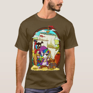 Unicorn Pirate Party Magical Ship Cute Girly T-Shirt