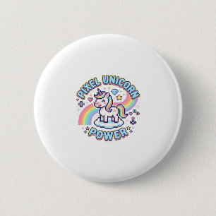 Unicorn Pixel Unicorn Power Graphic Design Product 6 Cm Round Badge