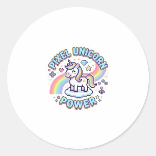 Unicorn Pixel Unicorn Power Graphic Design Product Classic Round Sticker