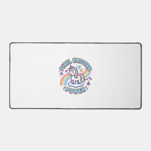Unicorn Pixel Unicorn Power Graphic Design Product Desk Mat
