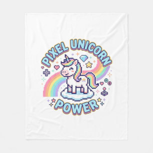 Unicorn Pixel Unicorn Power Graphic Design Product Fleece Blanket