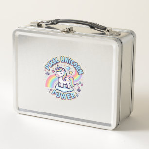 Unicorn Pixel Unicorn Power Graphic Design Product Metal Lunch Box