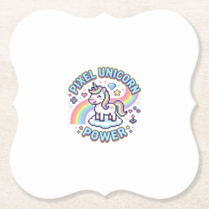 Unicorn Pixel Unicorn Power Graphic Design Product Paper Coaster