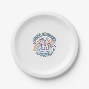 Unicorn Pixel Unicorn Power Graphic Design Product Paper Plate