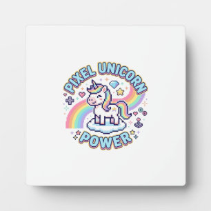 Unicorn Pixel Unicorn Power Graphic Design Product Plaque