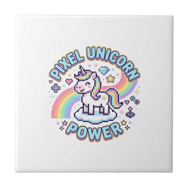 Unicorn Pixel Unicorn Power Graphic Design Product Tile (Front)
