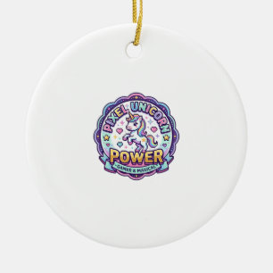 Unicorn Pixel Unicorn Power POD Ready Apparel Grap Ceramic Tree Decoration