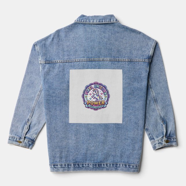 Unicorn Pixel Unicorn Power POD Ready Apparel Grap Denim Jacket (Back)