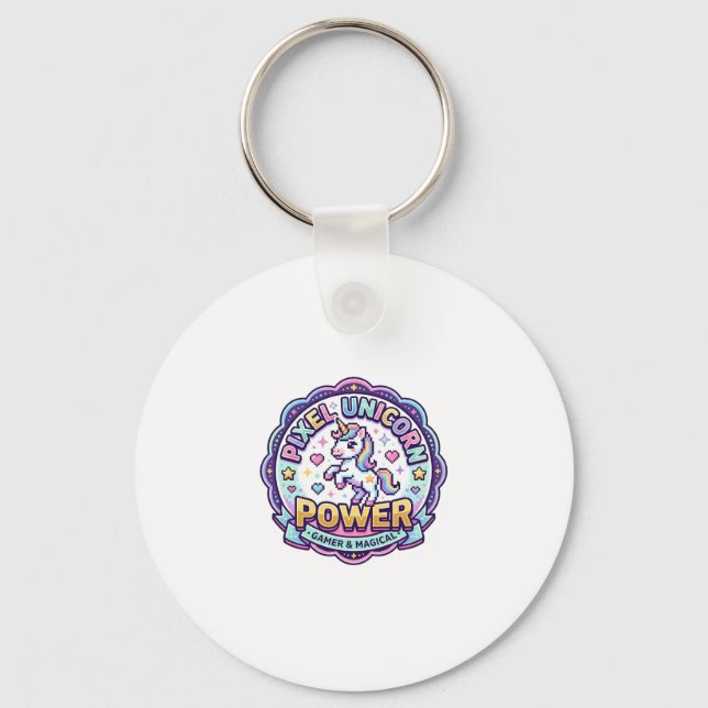 Unicorn Pixel Unicorn Power POD Ready Apparel Grap Key Ring (Front)