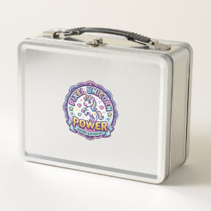 Unicorn Pixel Unicorn Power POD Ready Apparel Grap Metal Lunch Box