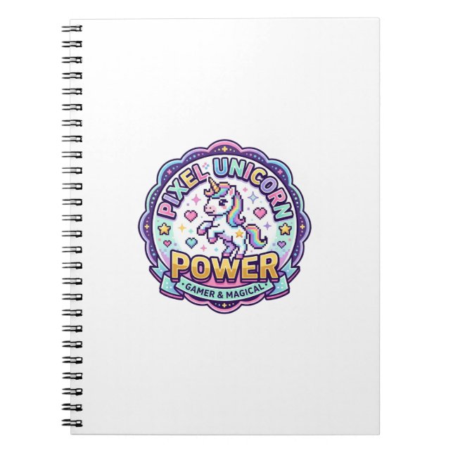 Unicorn Pixel Unicorn Power POD Ready Apparel Grap Notebook (Front)