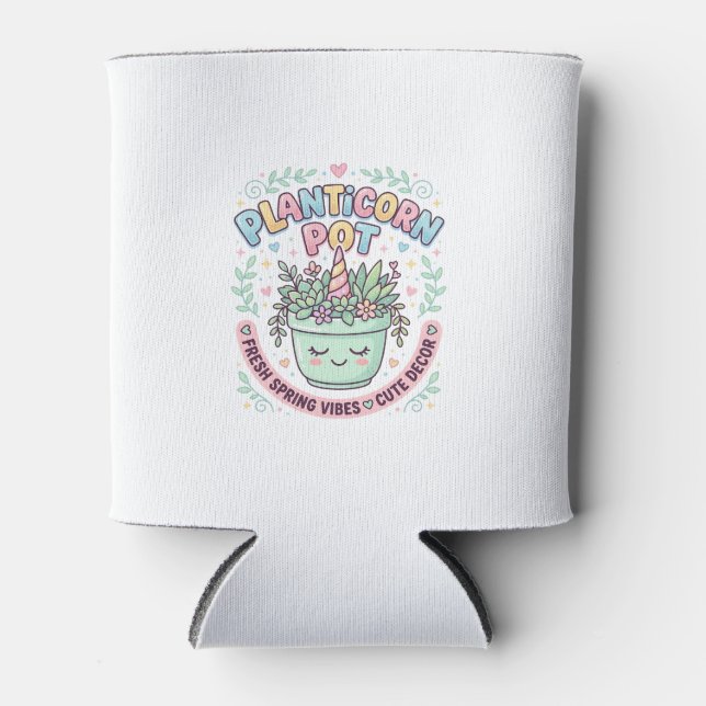 Unicorn Planticorn Pot Graphic Design Graphic Tee  Can Cooler (Front)