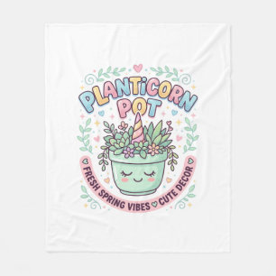 Unicorn Planticorn Pot Graphic Design Graphic Tee Fleece Blanket