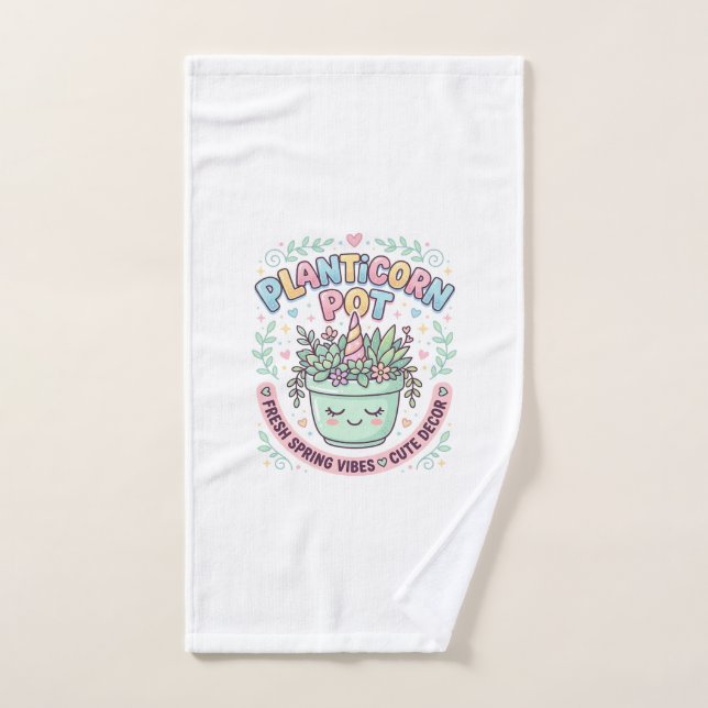 Unicorn Planticorn Pot Graphic Design Graphic Tee  Hand Towel (Hand Towel)