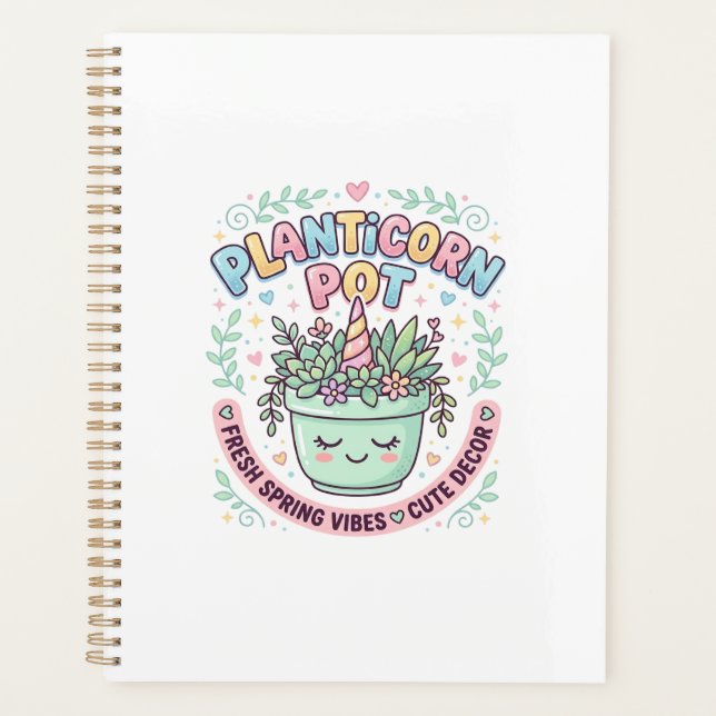 Unicorn Planticorn Pot Graphic Design Graphic Tee  Planner (Front)