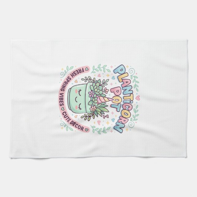 Unicorn Planticorn Pot Graphic Design Graphic Tee  Tea Towel (Horizontal)