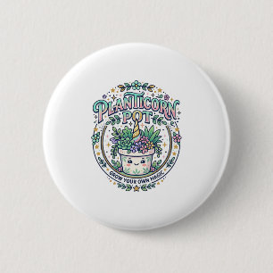 Unicorn Planticorn Pot POD Ready POD Artwork_1 6 Cm Round Badge